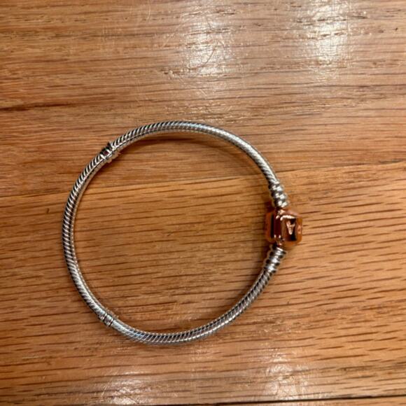 NWT Pandora Original Snake Chain Bracelet - Rose Gold Barrel Clasp - Picture 7 of 7